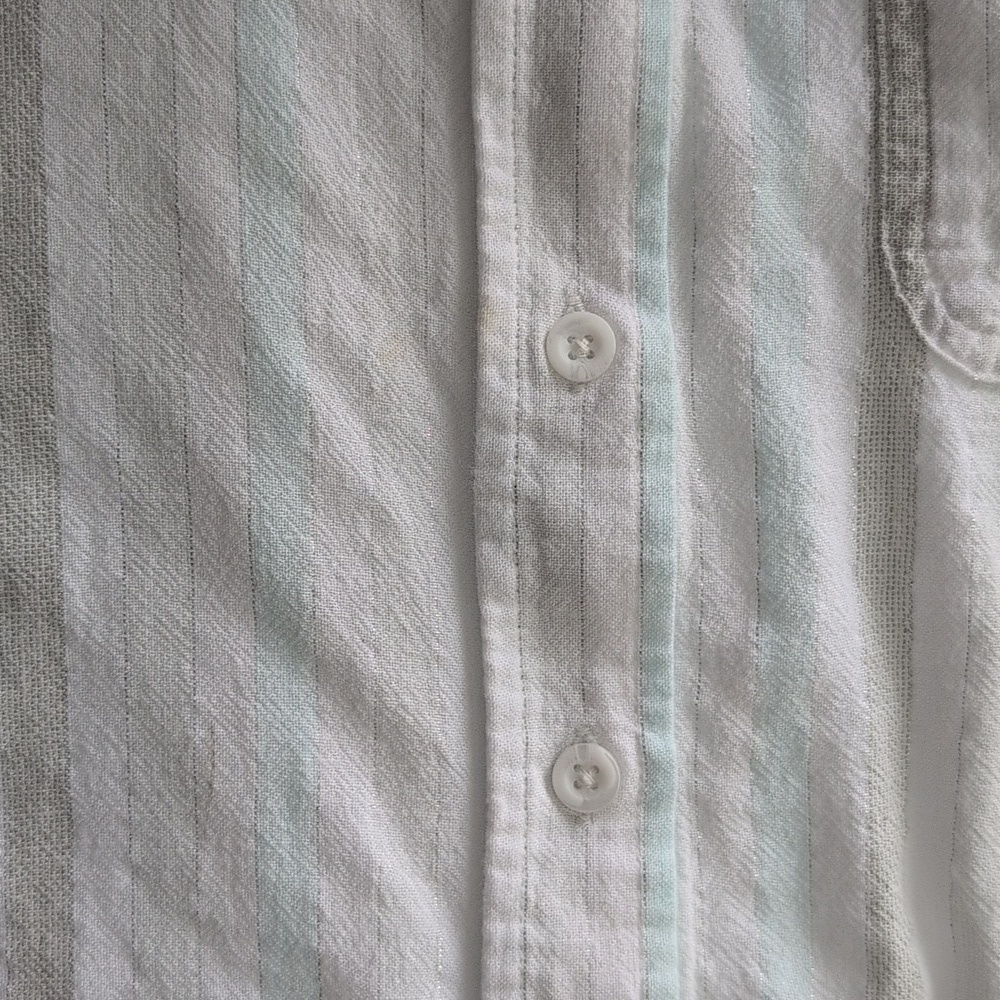Side Stitch Coastal Linen Striped Button Down - Women's Large - Picture 6 of 7